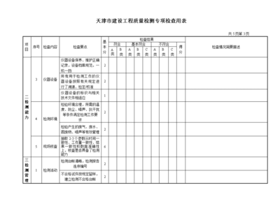 天津市建设工程质量检测专项检查用表